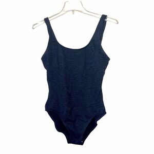 Mainstream Vintage Black Textured One Piece Swimsuit Size 12